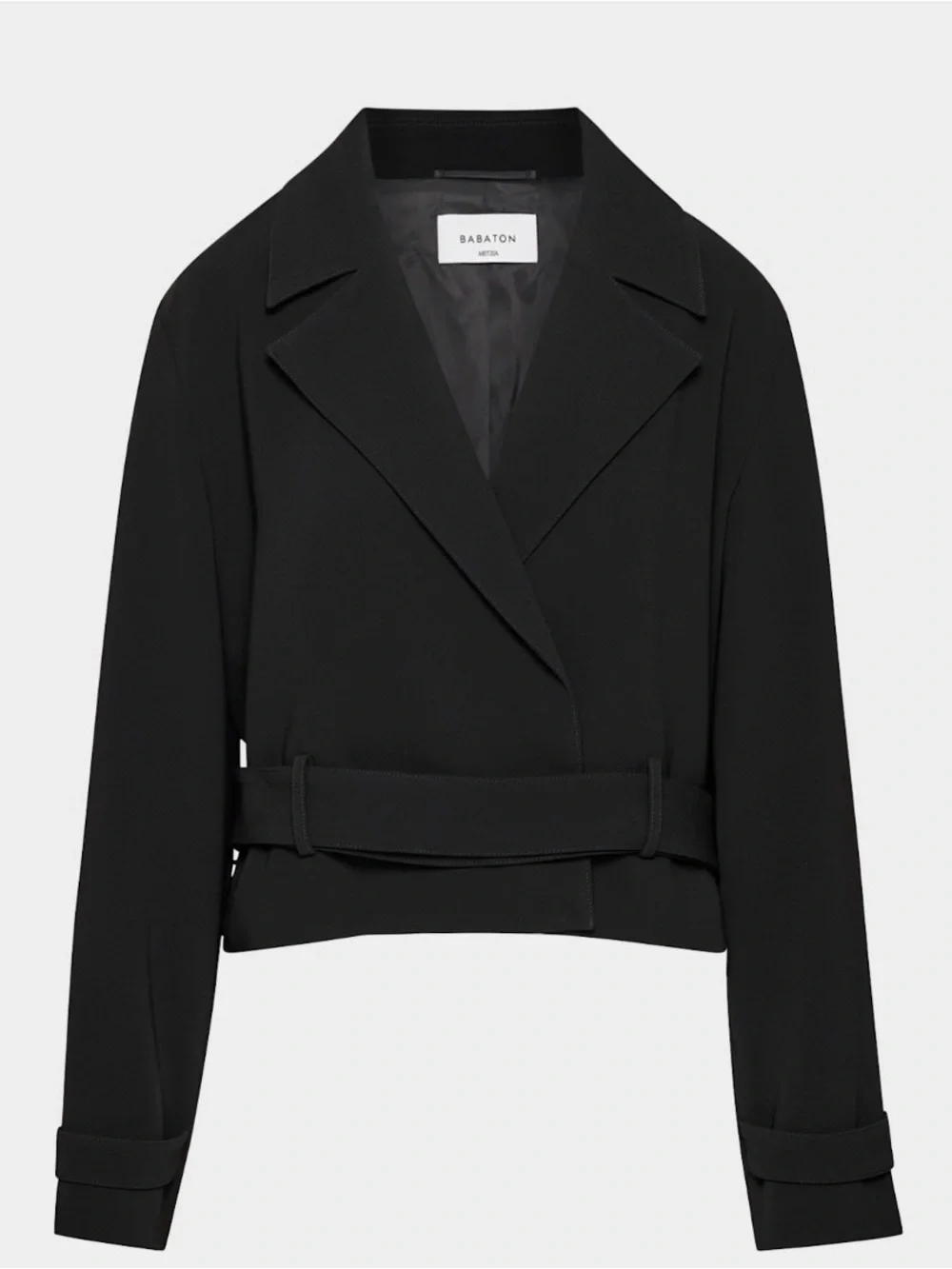 Babaton Black Tie-Waist Cropped Blazer Jacket